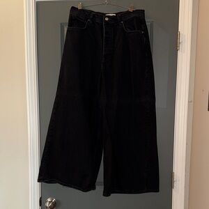 Free People Wide-Leg Black Denim Jeans